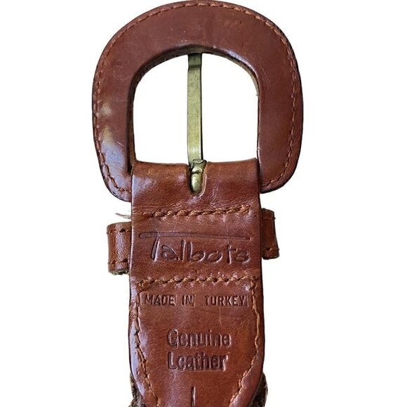 VTG 90s Talbots Braided Weaved Genuine Leather Brown Belt Women’s L CLASSIC - Picture 5 of 6